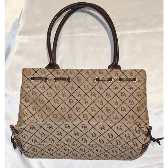 DOONEY & BOURKE Signature Canvas Tassel Tote Leather Trim Satchel Handbag Purse - Picture 3 of 14